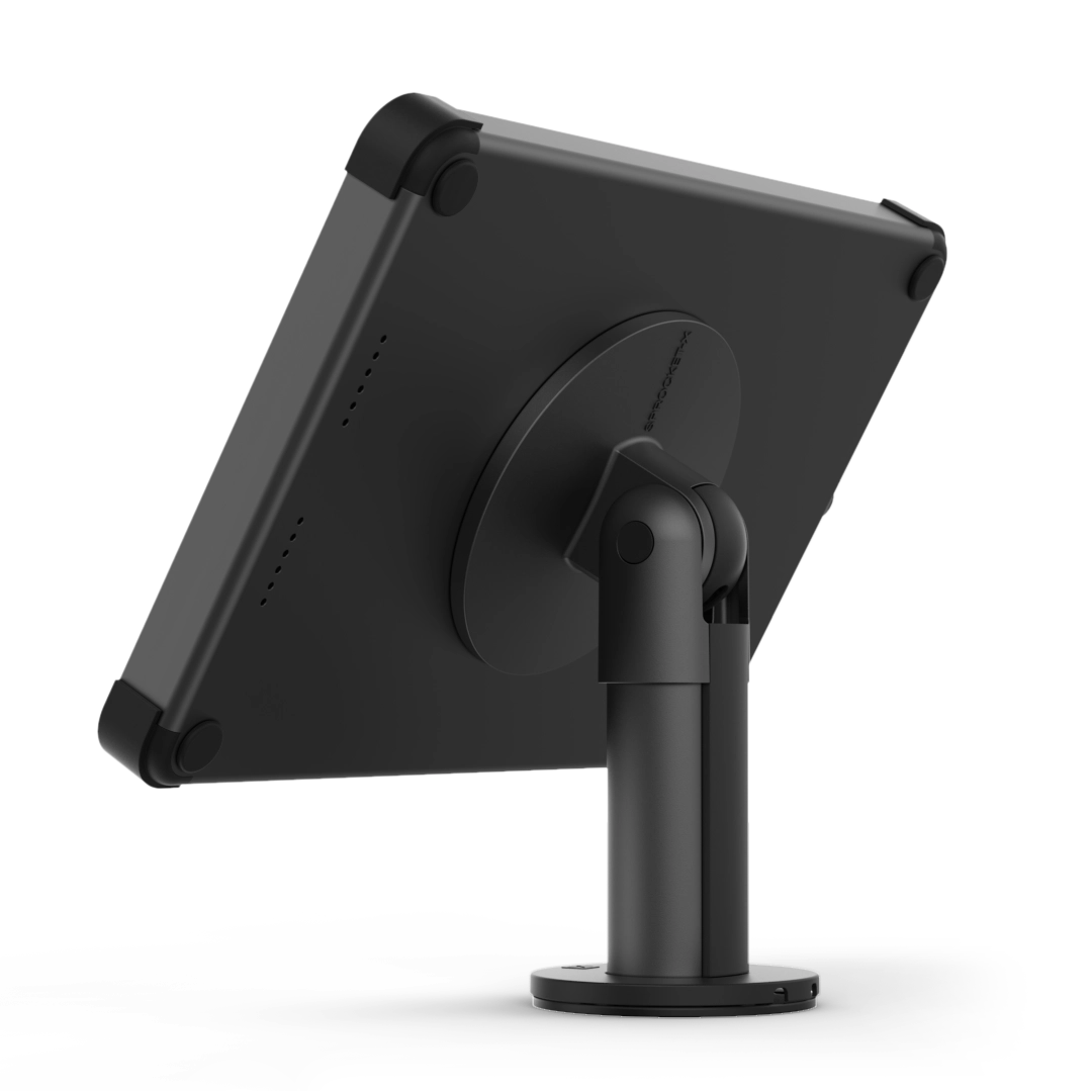 Rear view Fixed Desk secure tablet stand black model