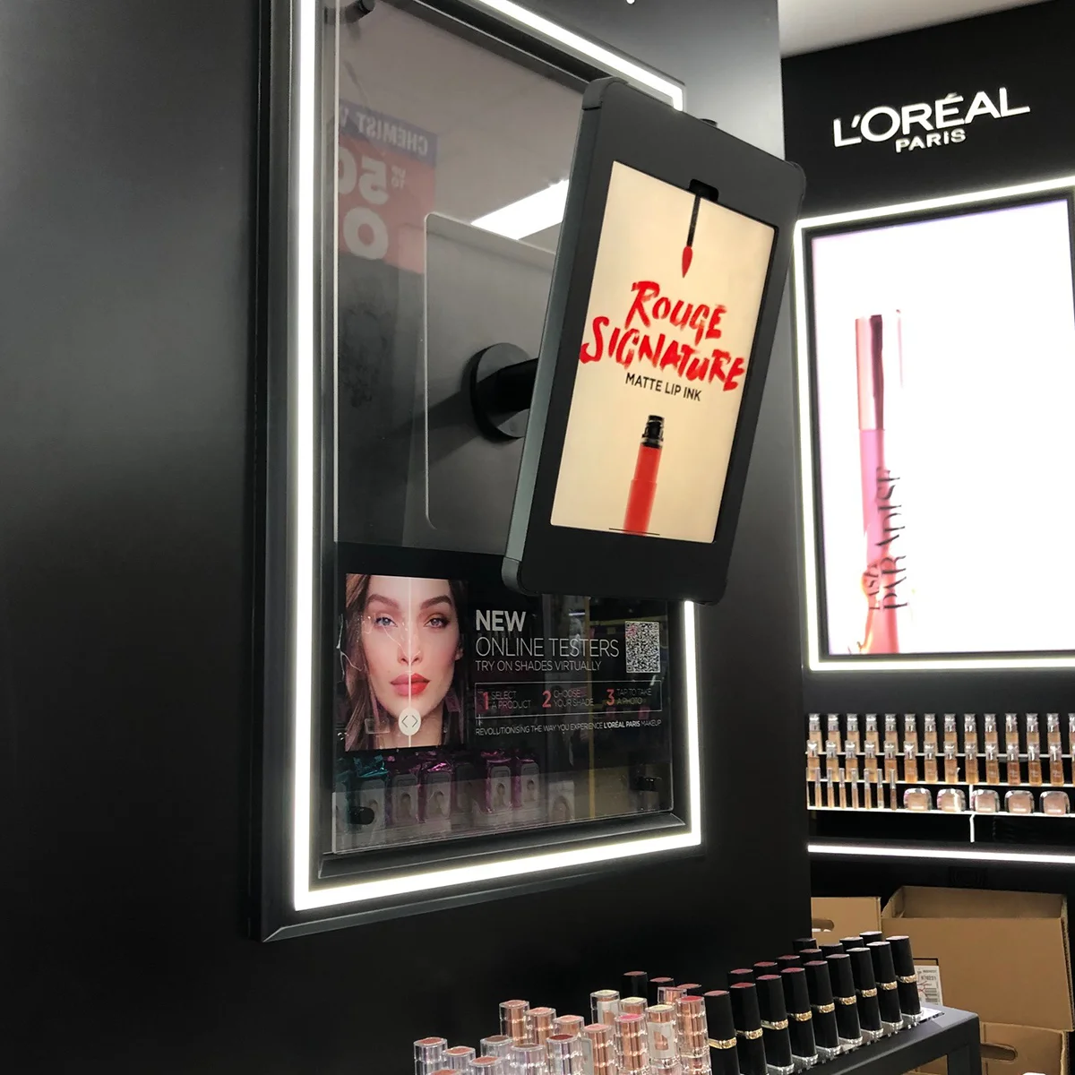 Cosmetics Diam Retail Wall Mount | L'Oréal Cosmetics Store with Virtual Try-On Kiosk | Sprocket