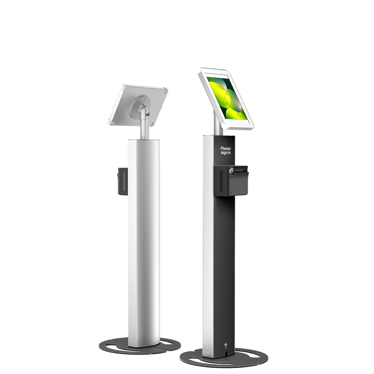 Self-service tablet kiosk with integrated Epson receipt printer and interchangeable branded panels, by Sprocket