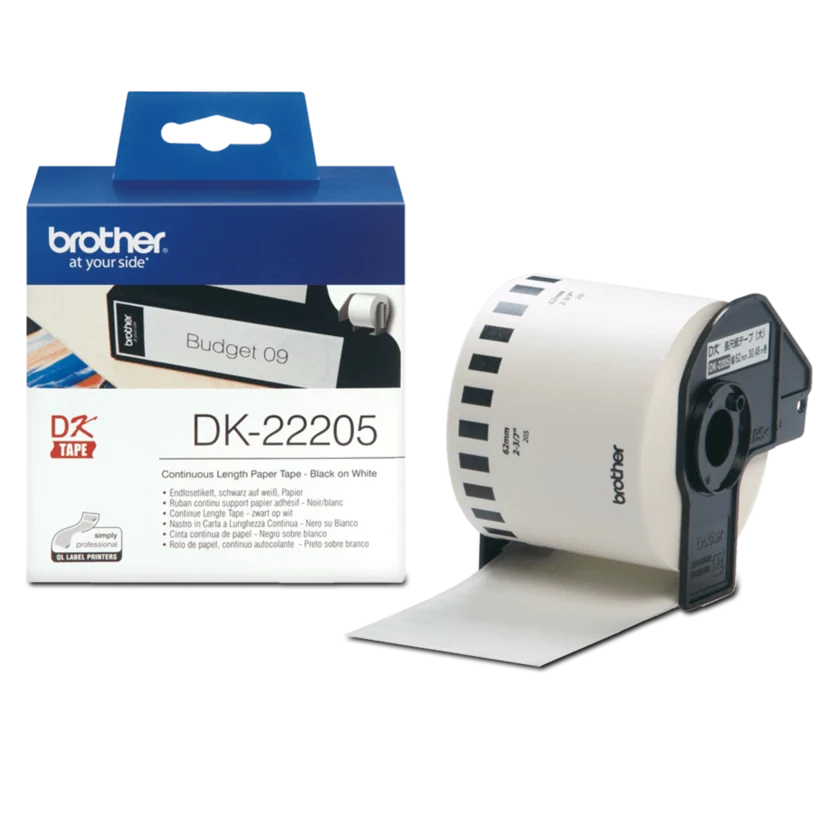 Brother DK-22205 continuous length white paper label roll