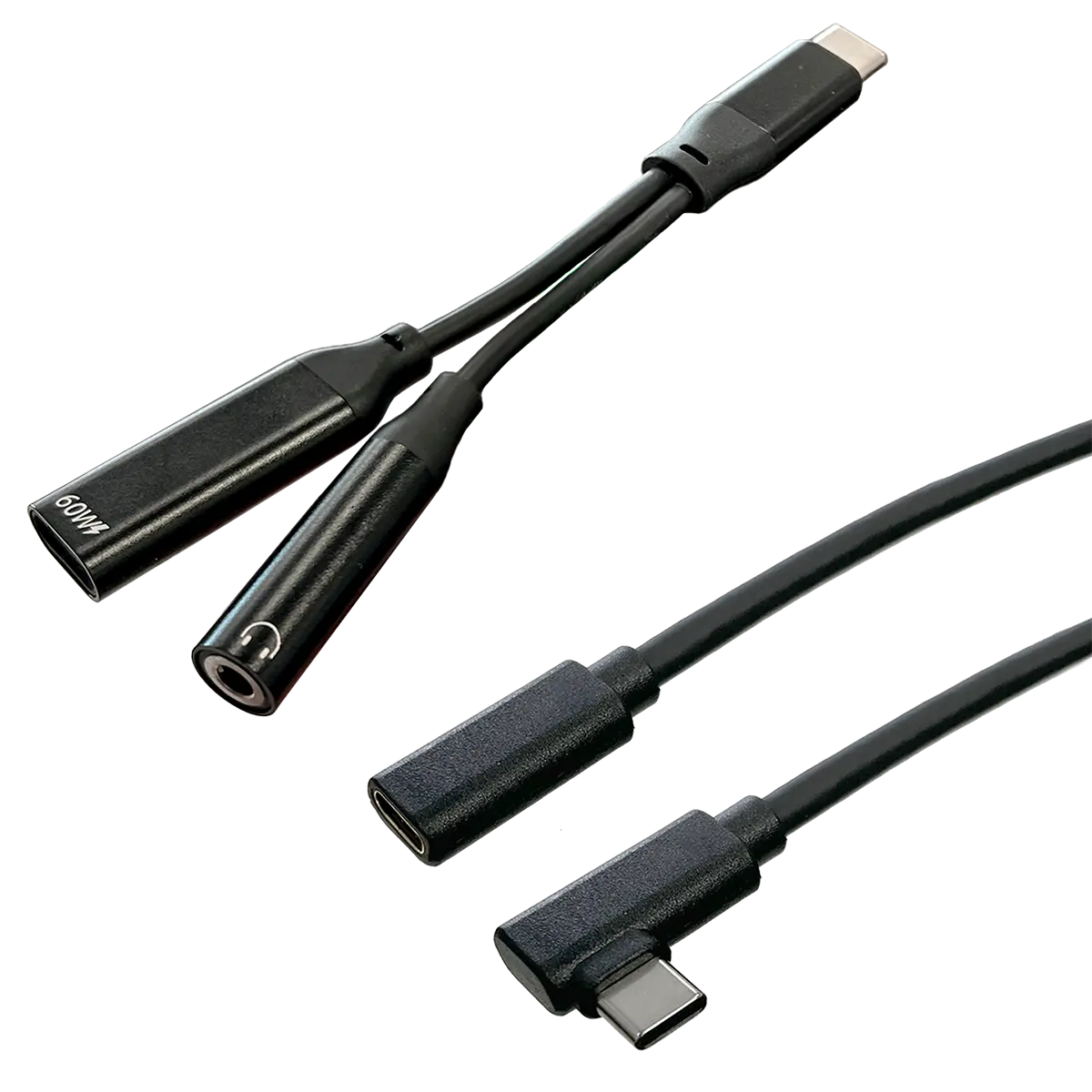 USB-C to 3.5mm headphone jack adapter and USB-C extension cable for connecting headphones to tablets with USB-C Port