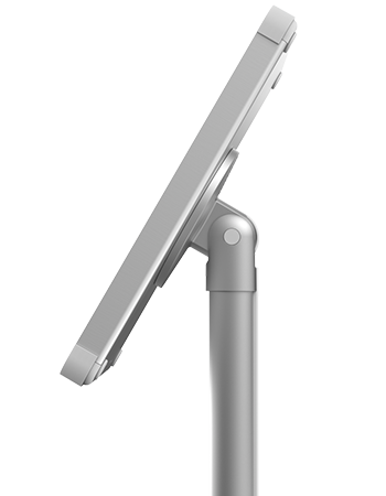 Side view Sprocket X-Floor iPad floor stand white silver