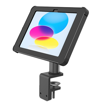 Front view Sprocket Clamp black iPad clamp stand