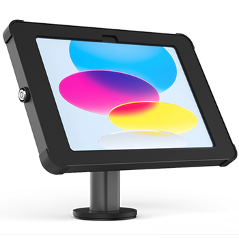 Front view Sprocket Fixed Desk black iPad stand